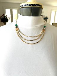 Elegant Three-Strand Elegant Beaded Necklace