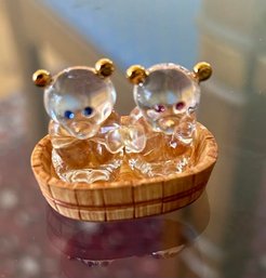 Glass Baron Blown Glass Teddy Bears In A Tub