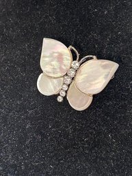 Vintage Signed 'MONET' Beautiful Mother Of Pearl Butterfly Pin