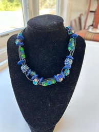 Bohemian CHICO's  Rope Medley Of Blues And Greens Of Irregular Beads Necklace Chocker