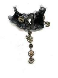 Small Steampunk Black Lace Bracelet And Ring