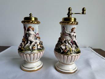 Vintage Capodimonte Salt & Pepper Porcelain Shakers