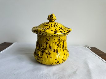 Ceramic Yellow Mushroom Lidded Jar