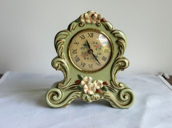 Vintage Floral Porcelain Mantel Clock