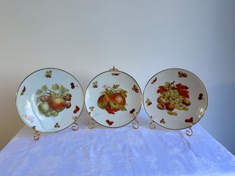 3 Bavarian Plates With Fruit Design