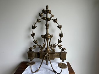 Brass Candle Holder Wall Decoration With Floral Halo