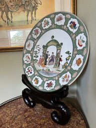 Huge Rare Antique Famille Rose Verte Charger Plate 18'