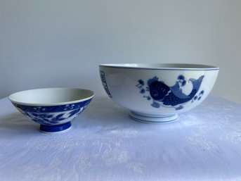 2 Chinese Small Blue & White Porcelain Bowls