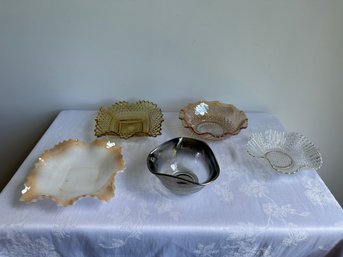 Set Of 4 Mixed Glass Trinket Bowls