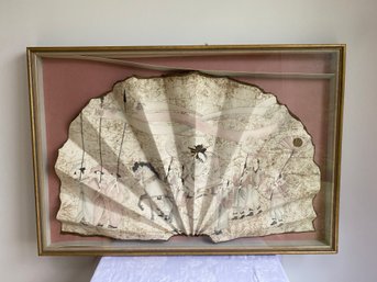 Antique Japanese Large Framed Hand Fan