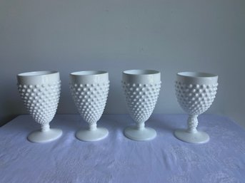 Milk Glass Hobnail Goblets Set Of 4