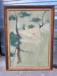 Vintage Abstract Painting On Canvas Signed Chasnoff