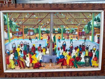 Massive Colorful Haitian Painting #1 Signed Alfred Michel