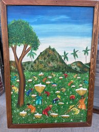 Vintage Colorful Haitian Painting #2 Signed Jonas Bien-Aime