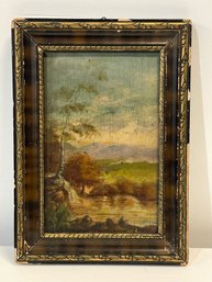Small Antique Painting Of Brook Signed Z.S.