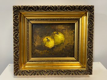 Antique Fruit Still Life On Board Ornate Gold Gilt Frame Signed Stefan