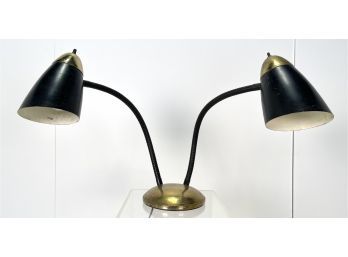 Mid Century Modern Vintage Double Neck Bullet Shade Desk Lamp