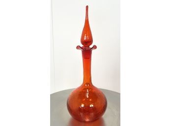 Vintage 1960s BLENKO Orange Decanter