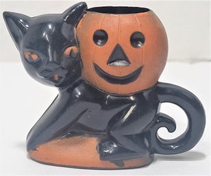 1950s Vintage Halloween Jack O Lantern Cat  Candy Holder