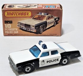 MATCHBOX S/F NO.10-C GRAN FURY POLICE CAR BLUE WINDOWS MIB