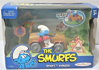 The Smurfs 'SMURF VEHICLE' NIP PULL BACK MOTOR CAR AND 1 FIGURE