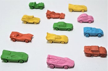 LOT OF 12 VINTAGE DIENER INDUSTRIES MATCHBOX CARS ERASERS RUBBER LESNEY