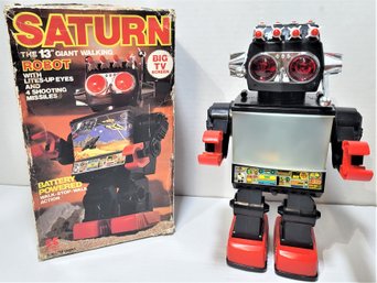 KAMCO VINTAGE 13' SATURN ROBOT MISSILES TOY #1981 LITE UP EYES TV SCREEN NIP NIB