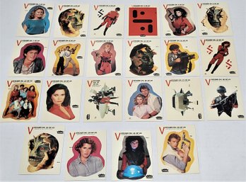 V TV SERIES 80'S SCI-FI FULL SET OF FLEER 22 STICKERS VINTAGE NICE SHAPE