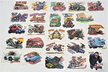 Grouping Of 1980 Topps Weird Wheels Sticker Cards