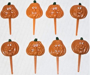 8- Vintage Halloween Decorations Jack O Lantern Faces Cake Toppers