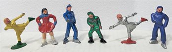 Vintage Barclay Manoil Lead Metal Cast Toy Figures ~ Skating Figures