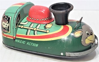 1950s-60s Modern Toys MAGIC ACTION NON-STOP LOCOMOTIVE Tin Litho Friction Train