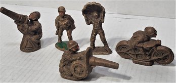 1940s WWII Toy Soldiers Hardened Rubber Or Early Resin