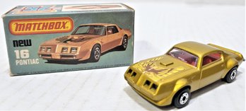 MATCHBOX NO. 16  NOS VINTAGE 1979 GOLD PONTIAC FIREBIRD NIB