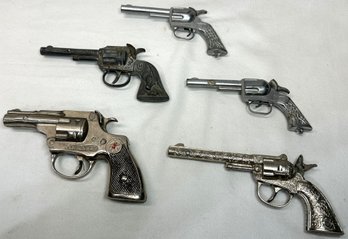 Grouping Of Five Vintage Metal Toy Cap Guns