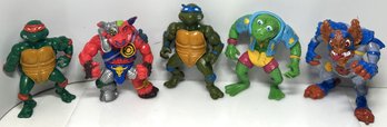 1988 And Up Teenage Mutant Ninja Turtles Character Action Figures Group Of Five