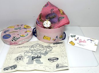 1994 Mattel Barbie 35th Anniversary Fossil Watch & Scarf Italy New In Original Package