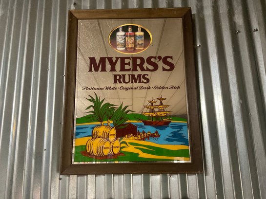 Myers's Rums Platinum White Original Dark Golden Rich Bar Mirror Collectible