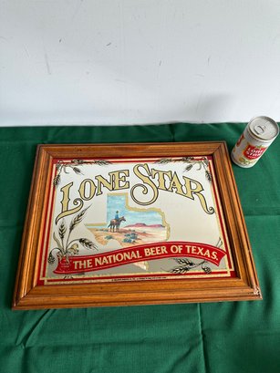 Vintage Lone Star Beer Mirror Advertising Sign 15X19 The National Beer Of Texas