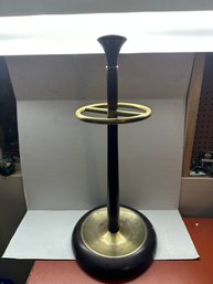 1990s The Bombay Company Brass And Wood Umbrella Stand