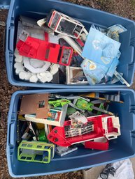 Large Lot Of Playmobil Vehicles & Accessories