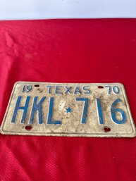 1970 Texas License Plate