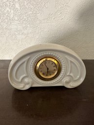 Lenox Cream Ivory Ceramic W/Gold Accents Quartz Clock