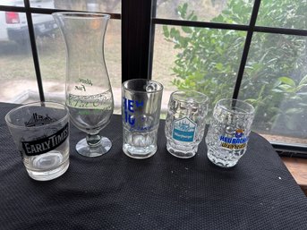 Lot Of Five Advertising Drinking Glasses