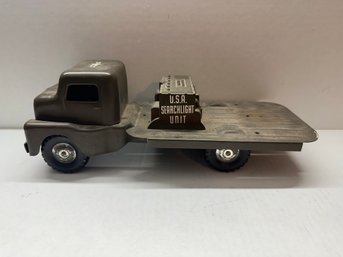 Vintage Toy Truck, Press Steel And Plastic Army Truck GMC COE Cab, U.S.A. Missile Launcher By Structo Toys, 19