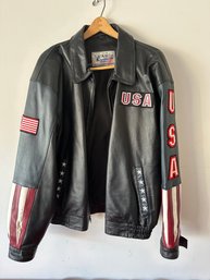 Vintage American Leather USA Eagle Black Jacket Men's 2XL