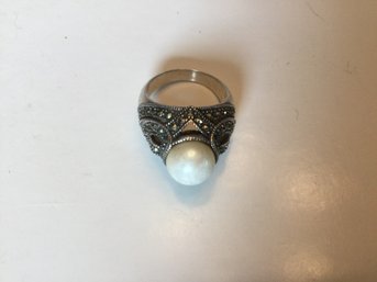 Sterling Silver Ring Pearl 9.77 Grams Size 8