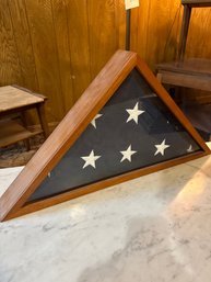 Solid Wood Memorial Flag Case Frame Display With American Flag