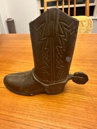Brass Cowboy Boot Vase