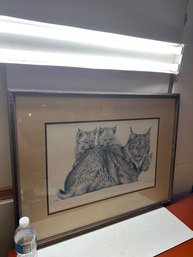 Signed & Numbered Lynx Mother & Kittens 381/4000